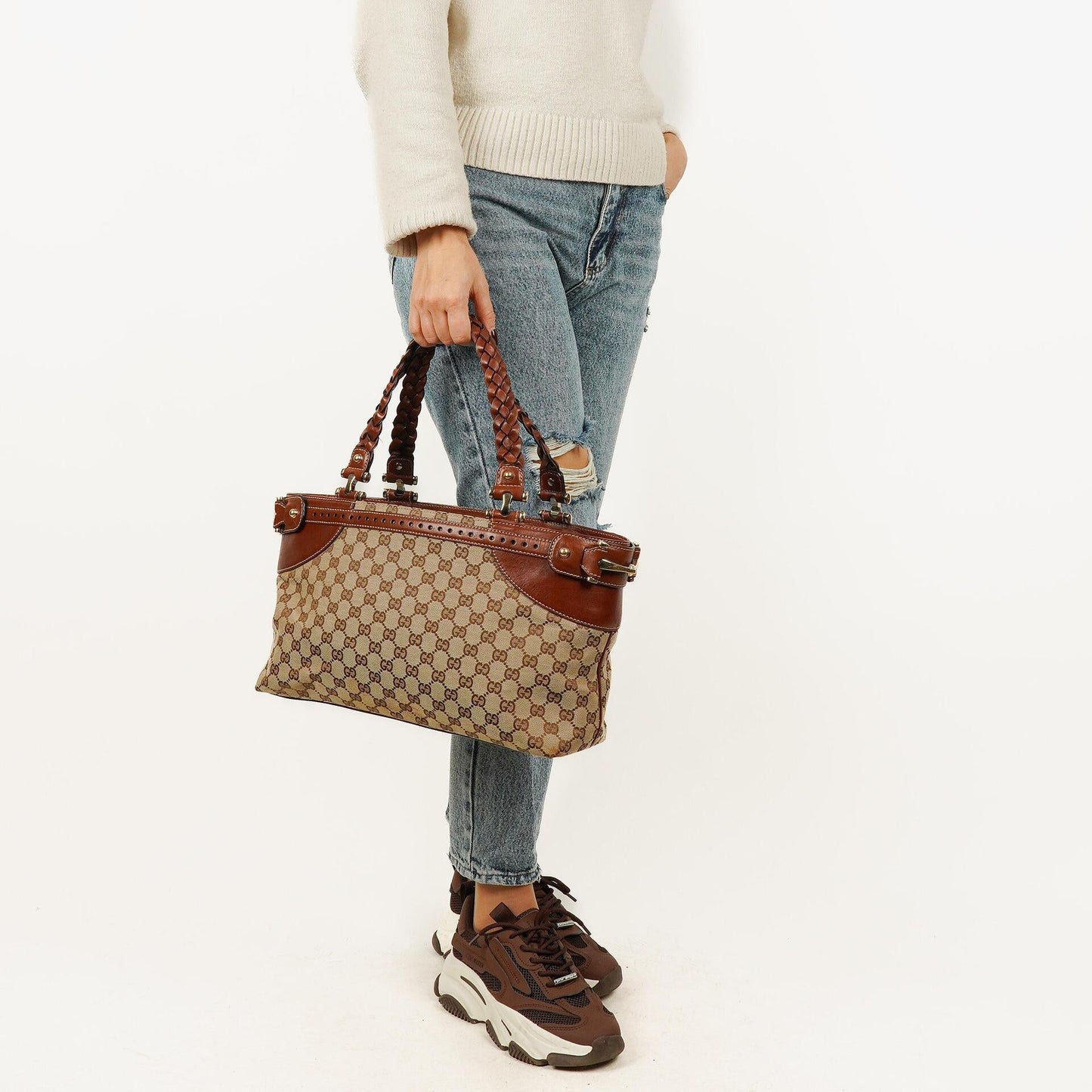 Gucci GG Monogram Canvas Beige/Brown Handbag