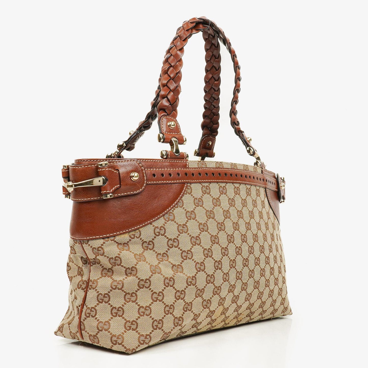 Gucci GG Monogram Canvas Beige/Brown Handbag