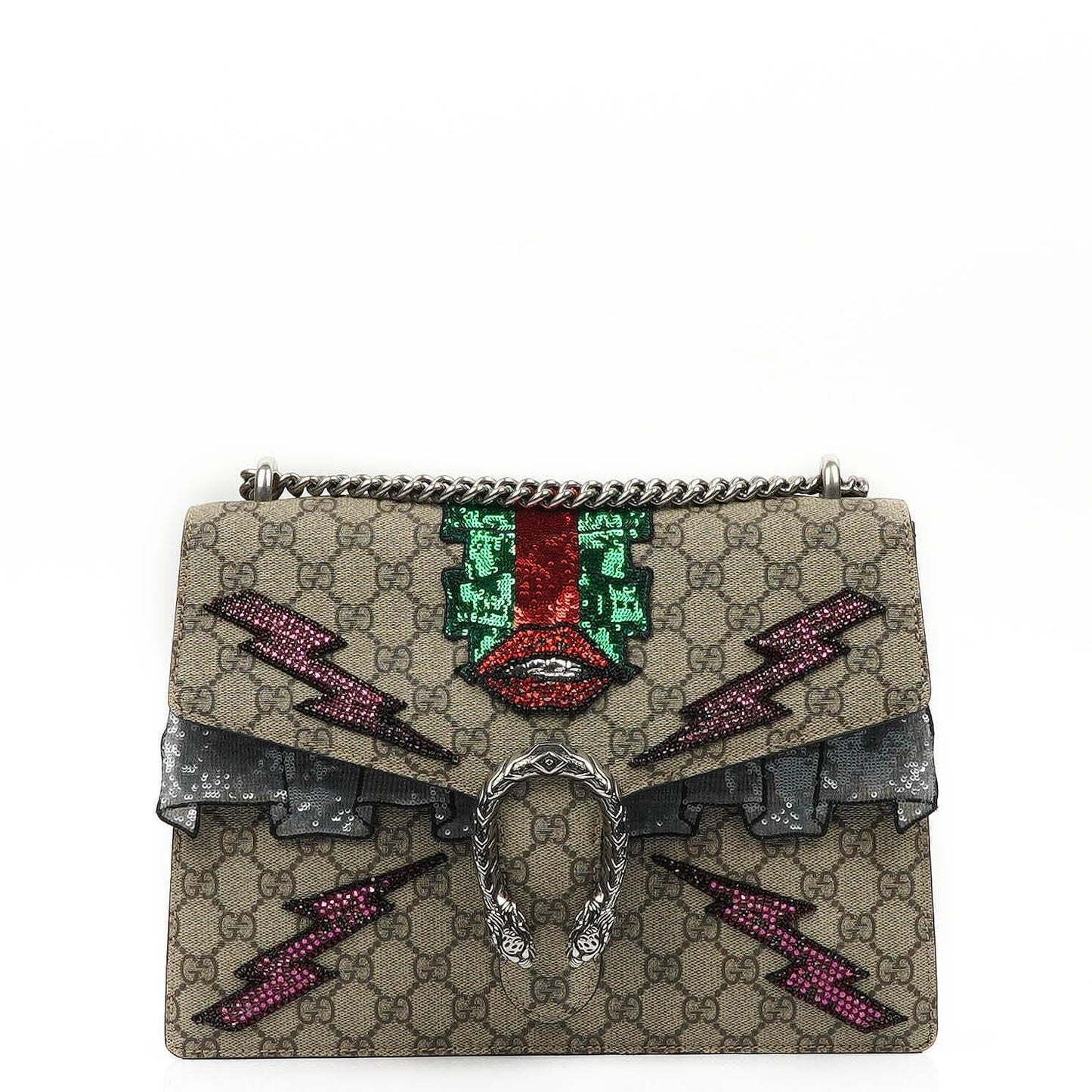 Gucci Dionysus GG Supreme Lightning Embroidered Medium Shoulder Bag