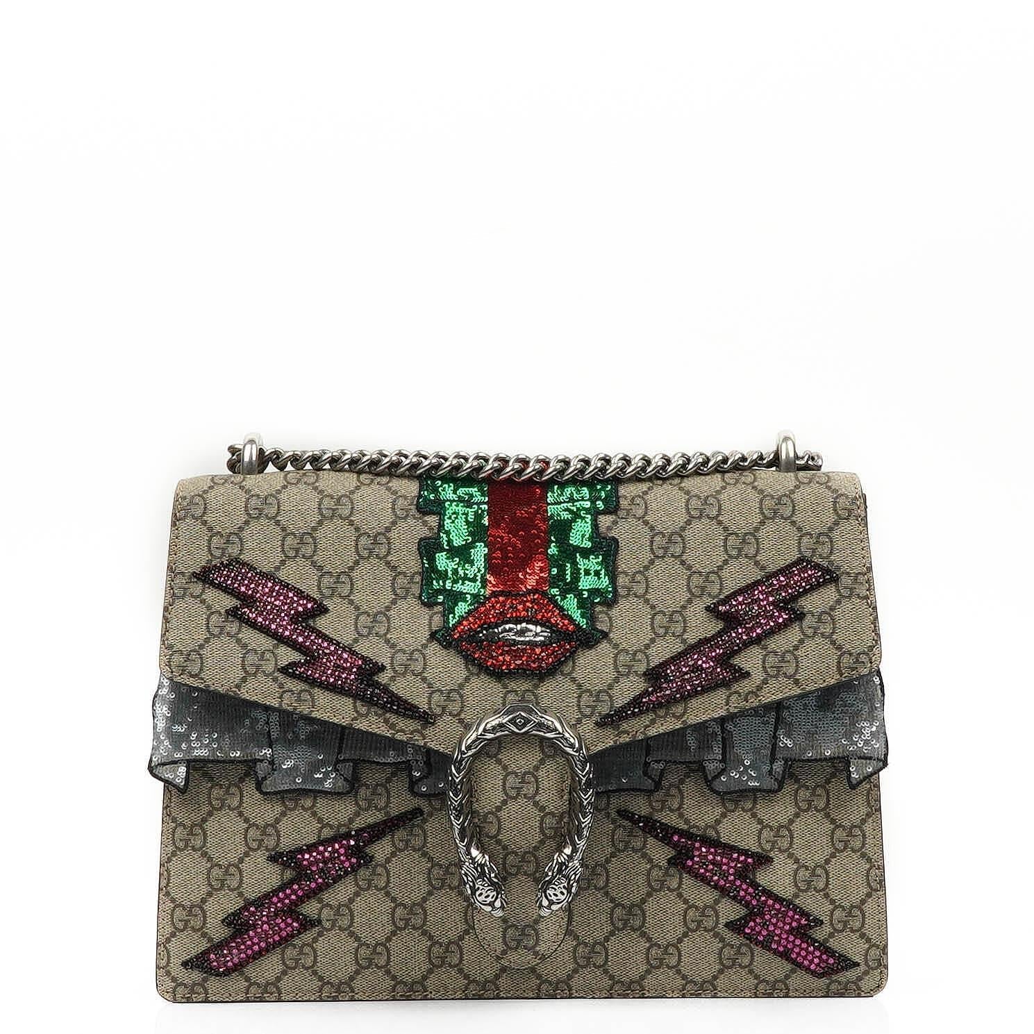 Gucci Dionysus GG Supreme Lightning Embroidered Medium Shoulder Bag