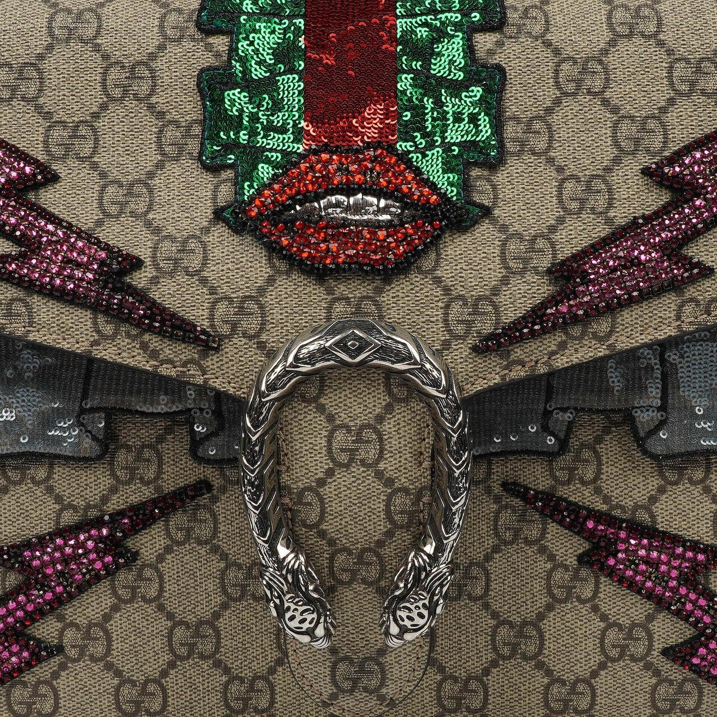 Gucci Dionysus GG Supreme Lightning Embroidered Medium Shoulder Bag