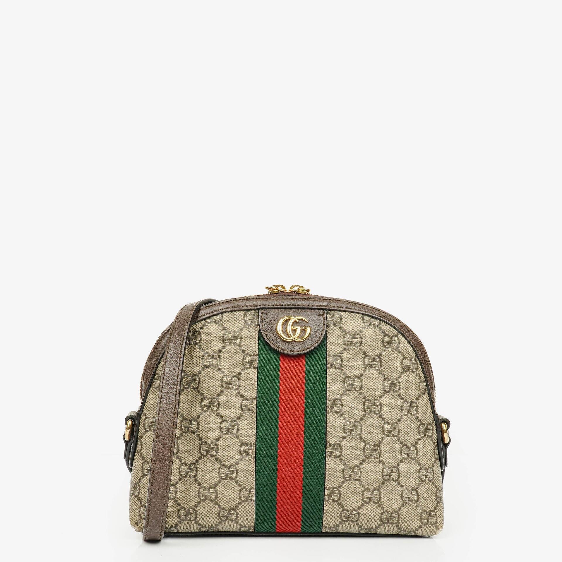 Gucci GG Supreme Monogram Small Dome Ophidia Rounded Top Shoulder Bag