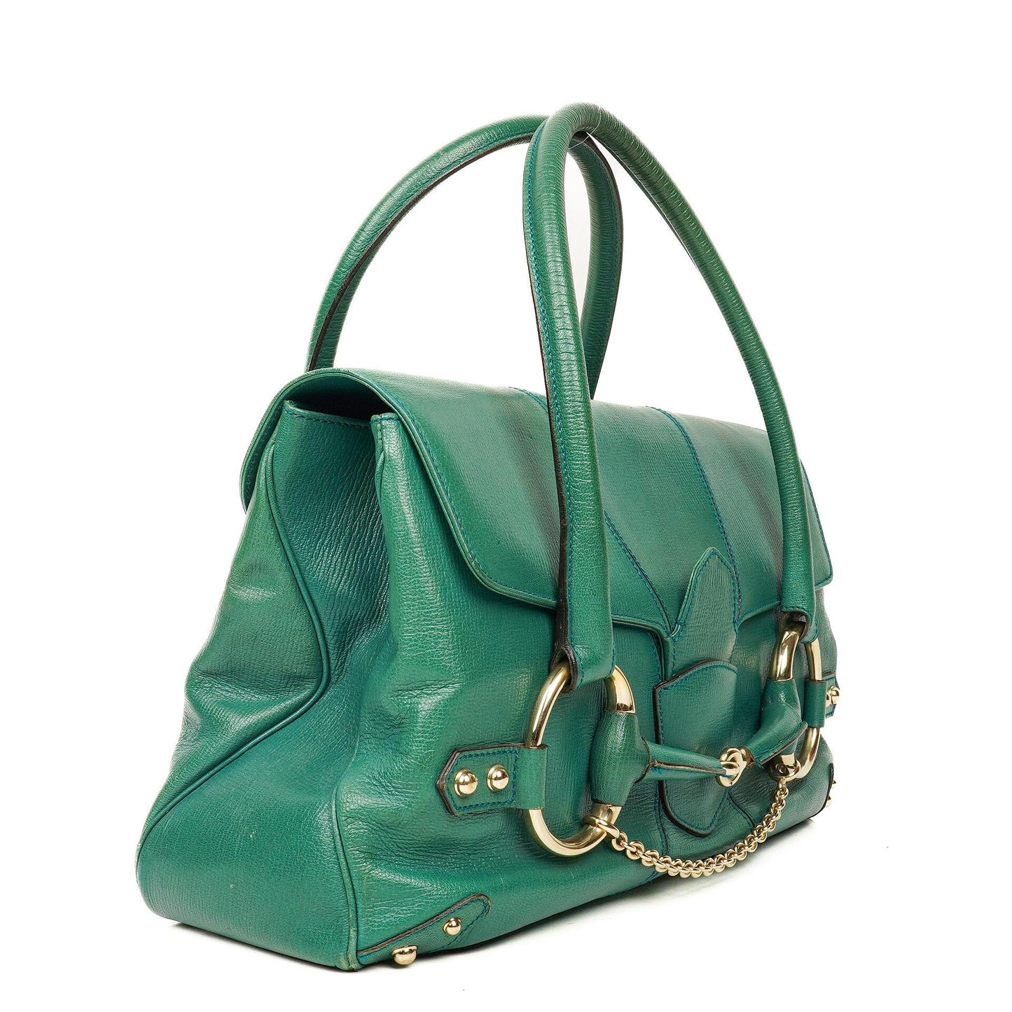 Gucci Grained Calfskin Large Horsebit Chain Flap Bag