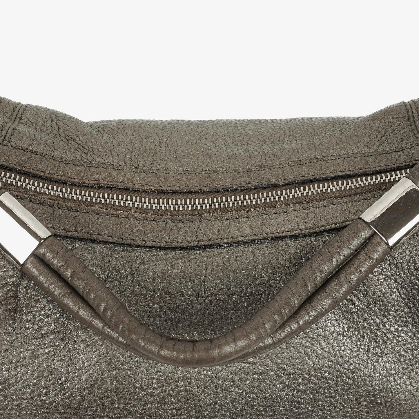 Gucci Grey Pebbled Calfskin Horsebit Hobo