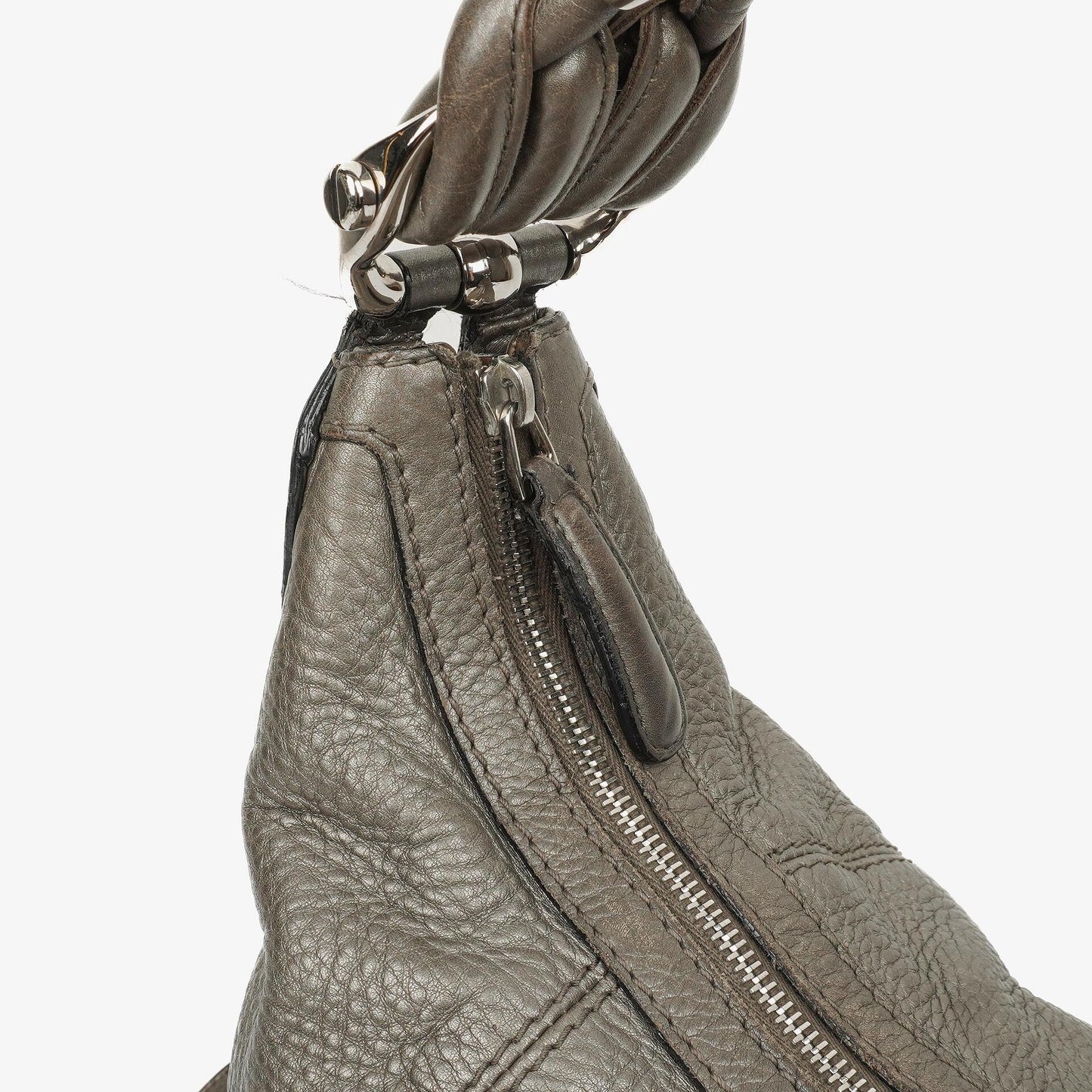 Gucci Grey Pebbled Calfskin Horsebit Hobo