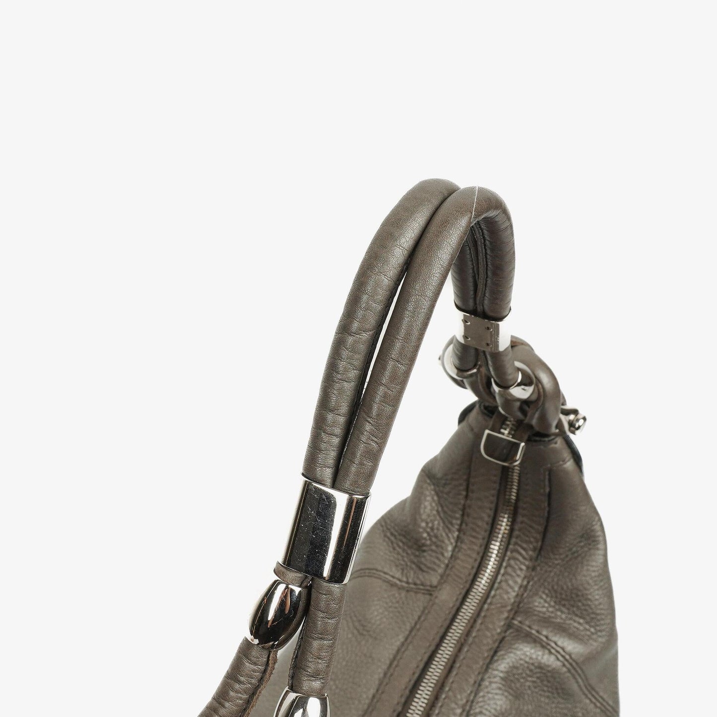 Gucci Grey Pebbled Calfskin Horsebit Hobo