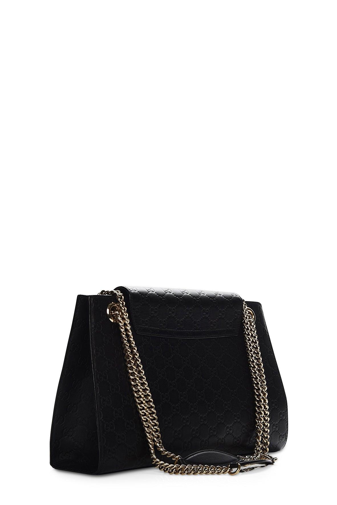 Gucci Guccissima Black Leather Monogram Shoulder Bag Style 1
