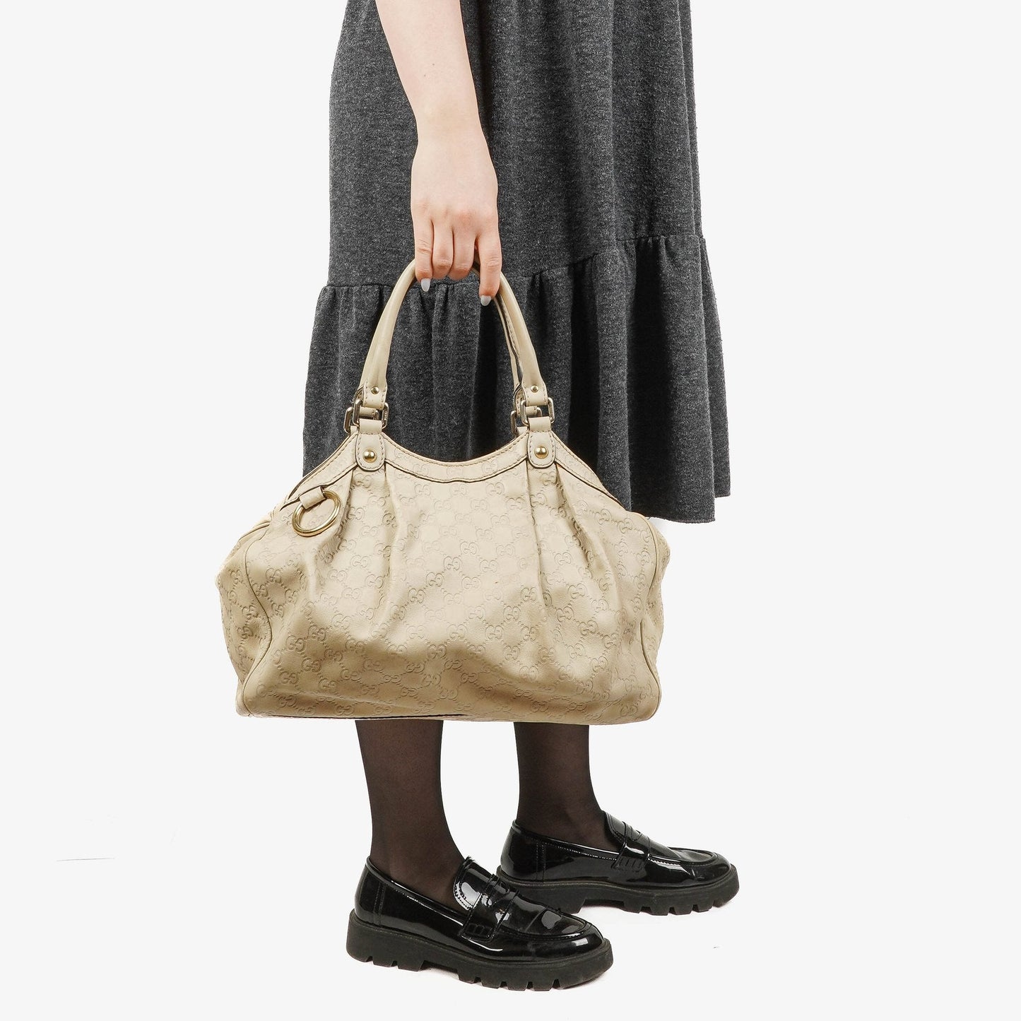 Gucci Guccissima Neutral Leather Suckey Hobo Bag