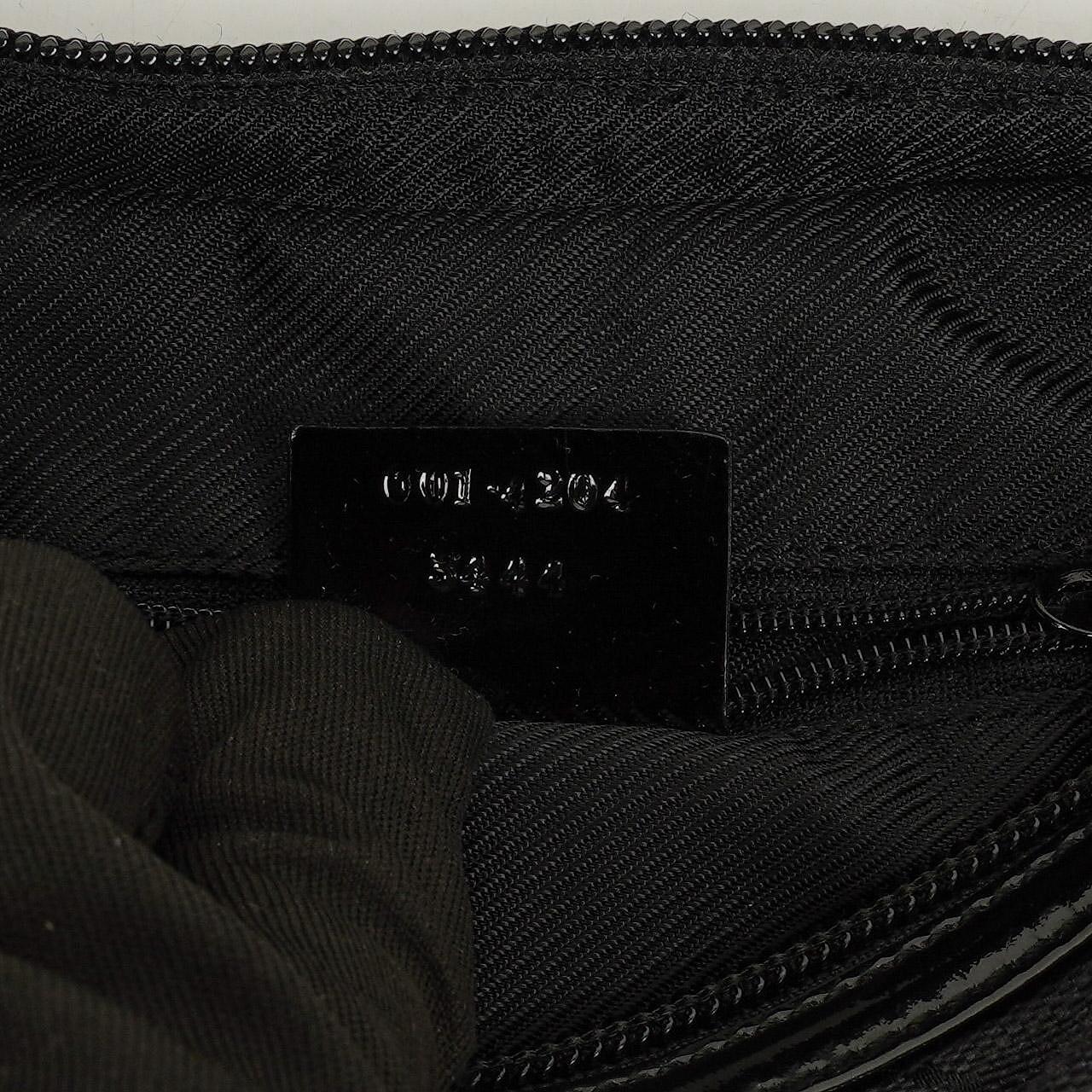 Gucci Hobo Shoulder Bag in GG Canvas and Patent Leather Black
