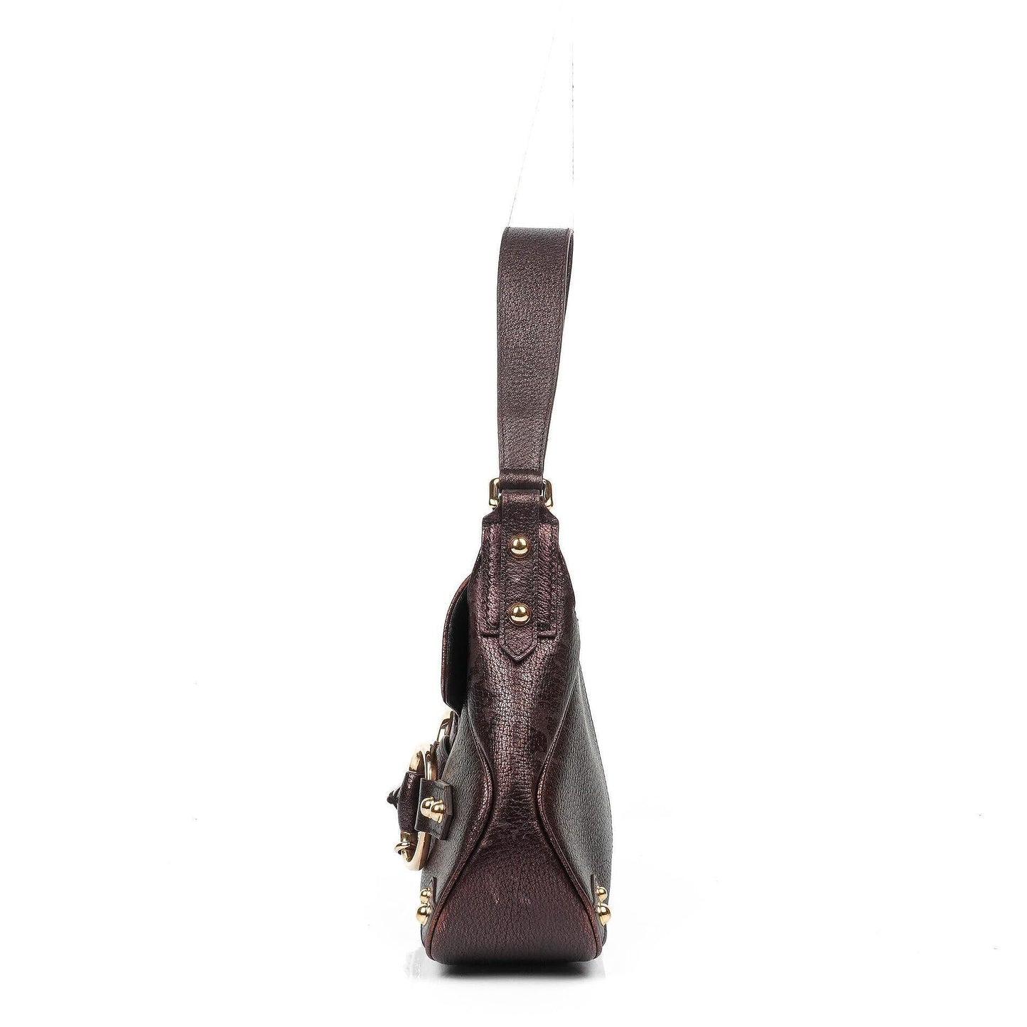 Gucci Horsebit Flap Purple Leather Shoulder Bag