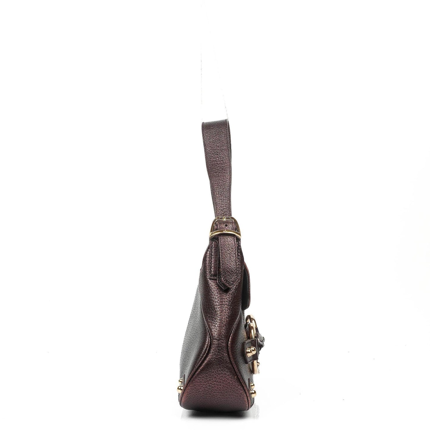 Gucci Horsebit Flap Purple Leather Shoulder Bag