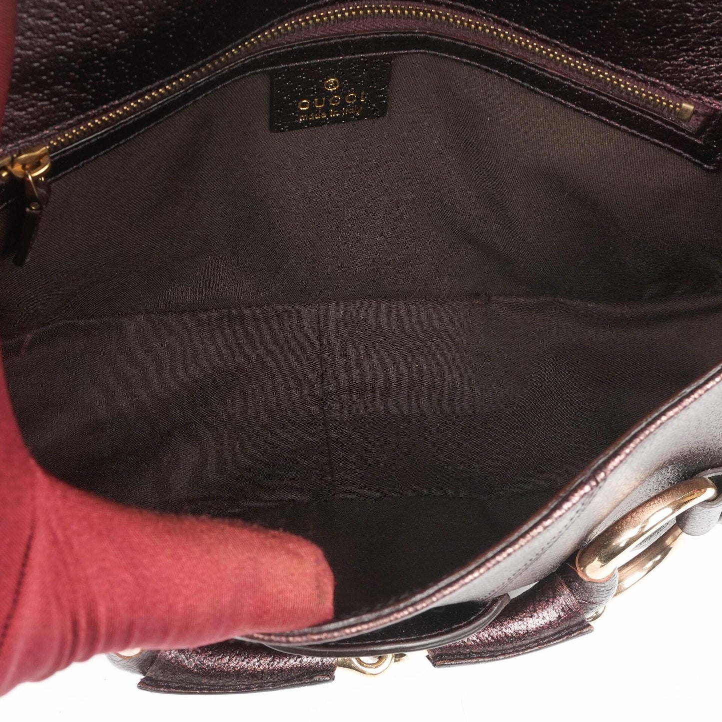 Gucci Horsebit Flap Purple Leather Shoulder Bag