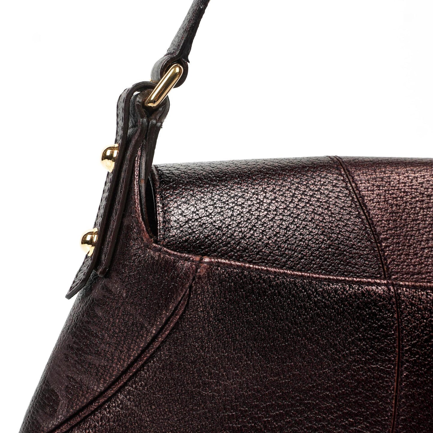 Gucci Horsebit Flap Purple Leather Shoulder Bag