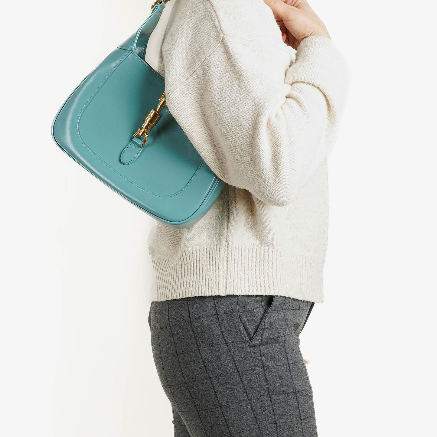 Gucci Jackie 1961 Light Blue Leather Small Shoulder Bag