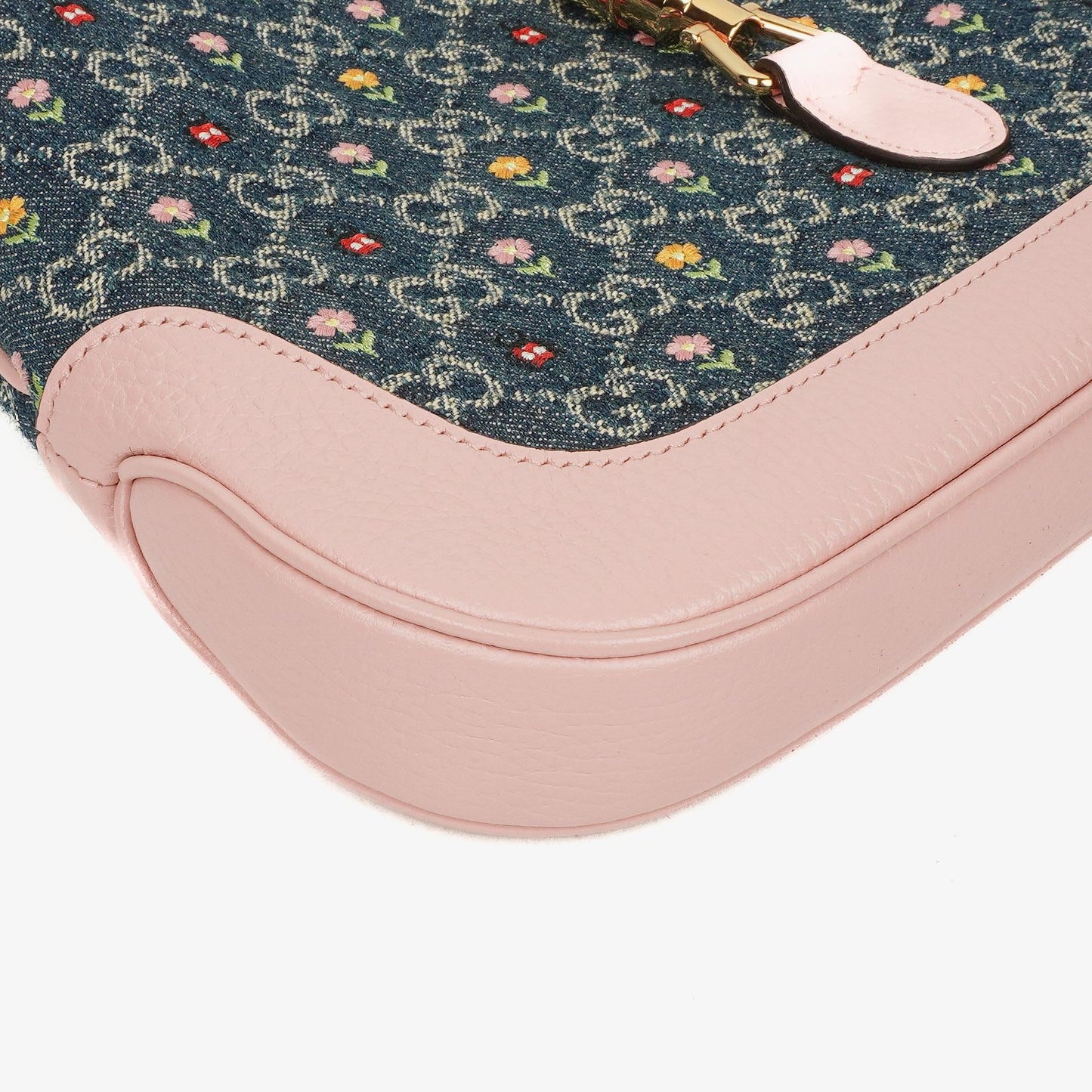 Gucci Jackie 1961 Limited Edition Pink/Blue Leather/Denim GG Floral Small Shoulder Bag