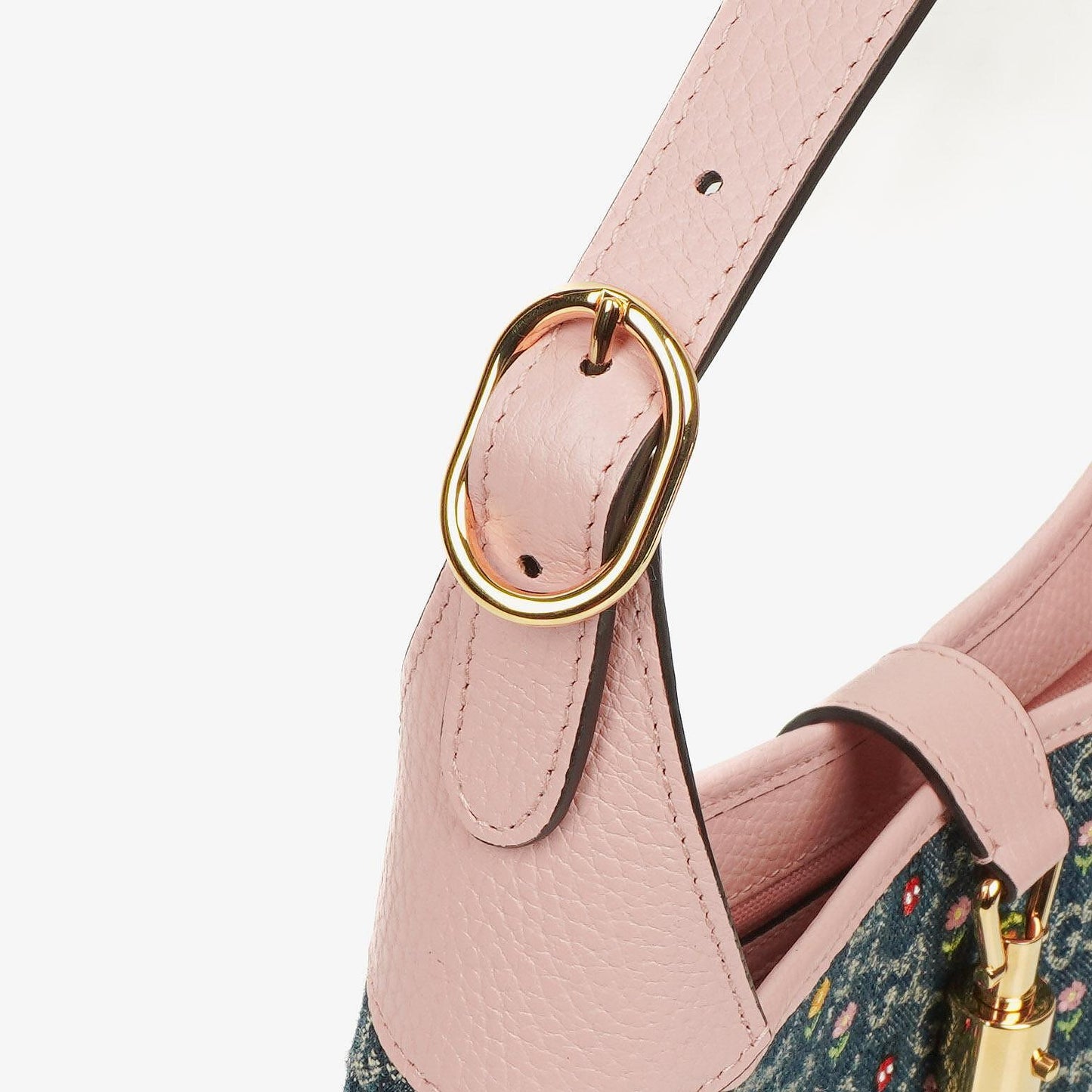 Gucci Jackie 1961 Limited Edition Pink/Blue Leather/Denim GG Floral Small Shoulder Bag