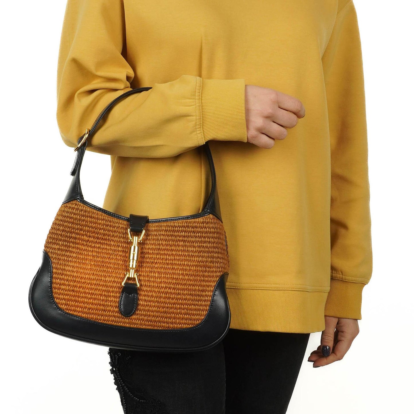 Gucci Jackie 1961 Small Straw and Leather Hobo bag