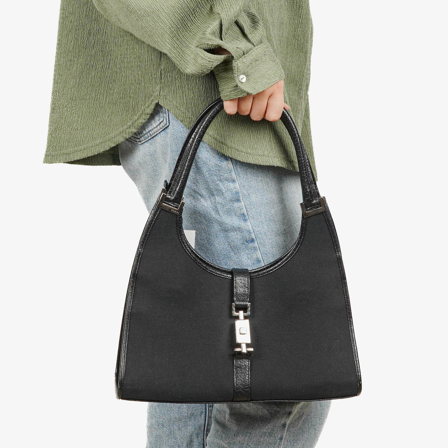 Gucci Jackie Balck Canvas Shoulder Bag