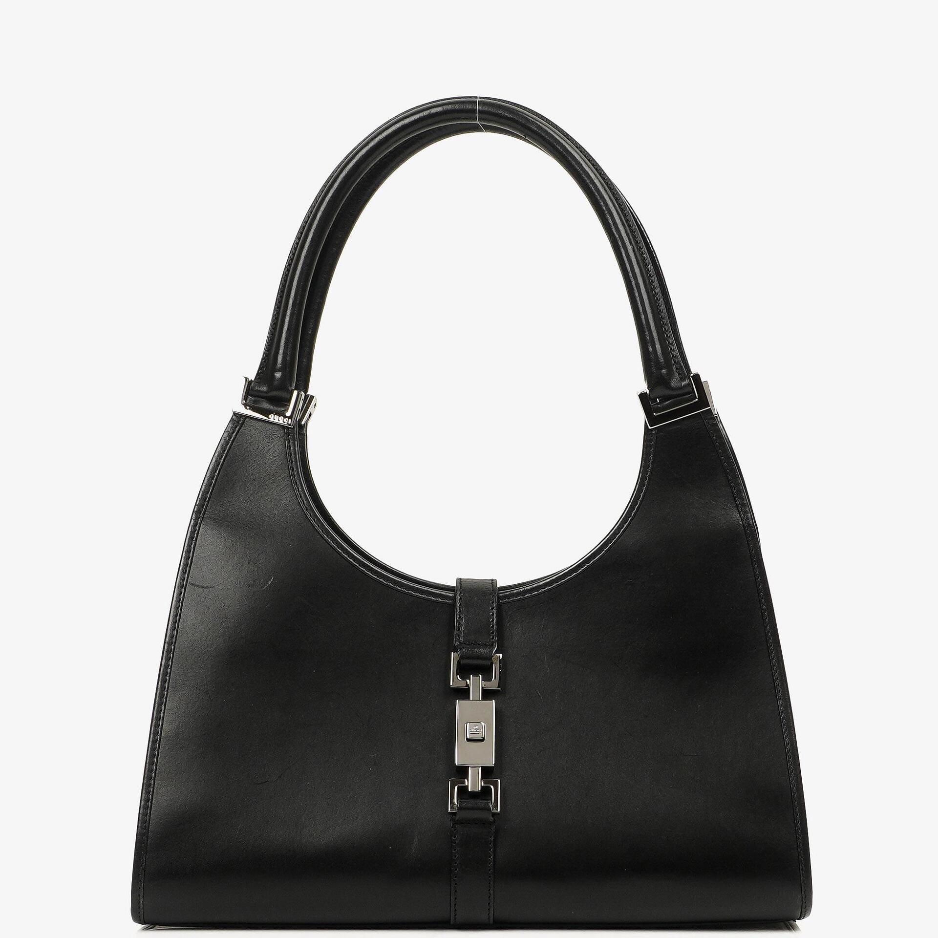 Gucci Jackie Bardot Black Leather Bag