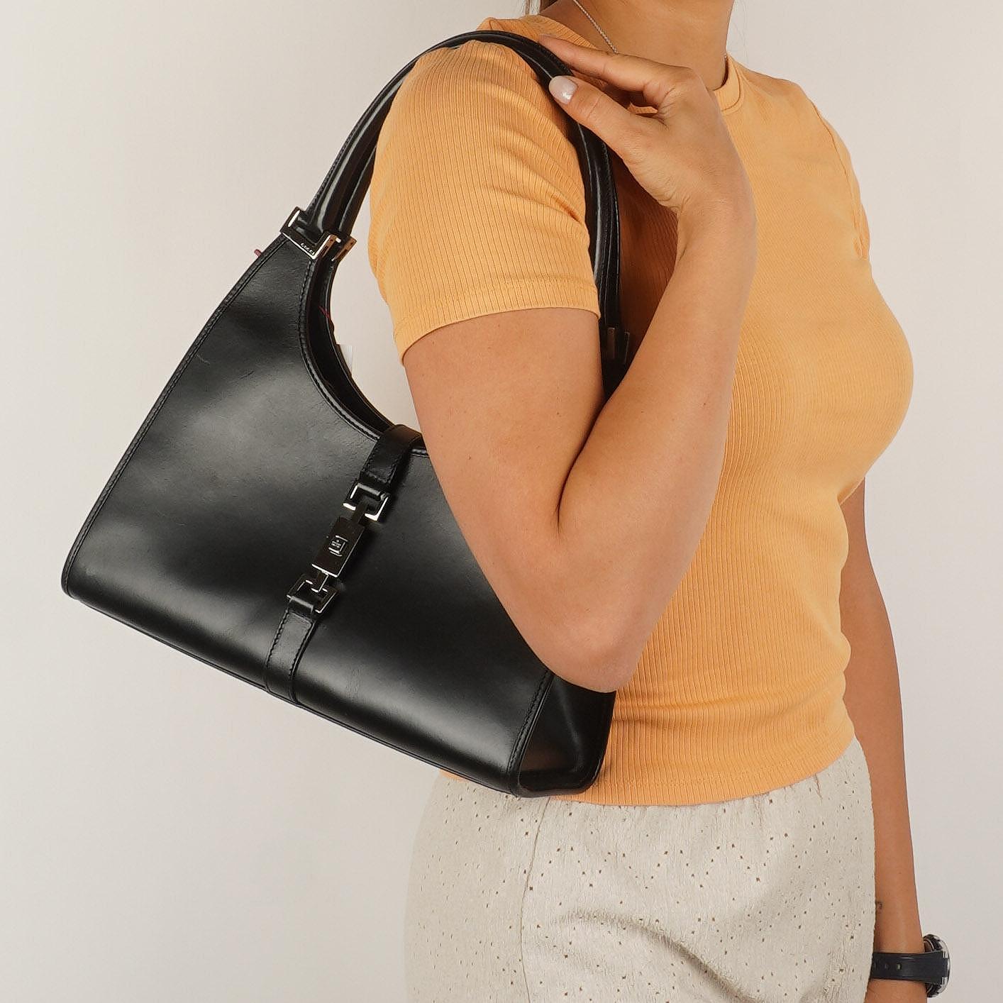 Gucci Jackie Bardot Black Leather Bag
