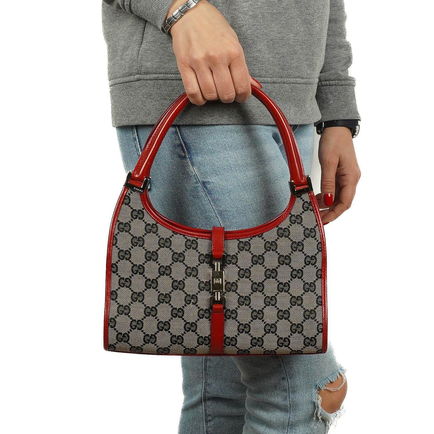Gucci Jackie Bardot GG Canvas Shoulder Bag