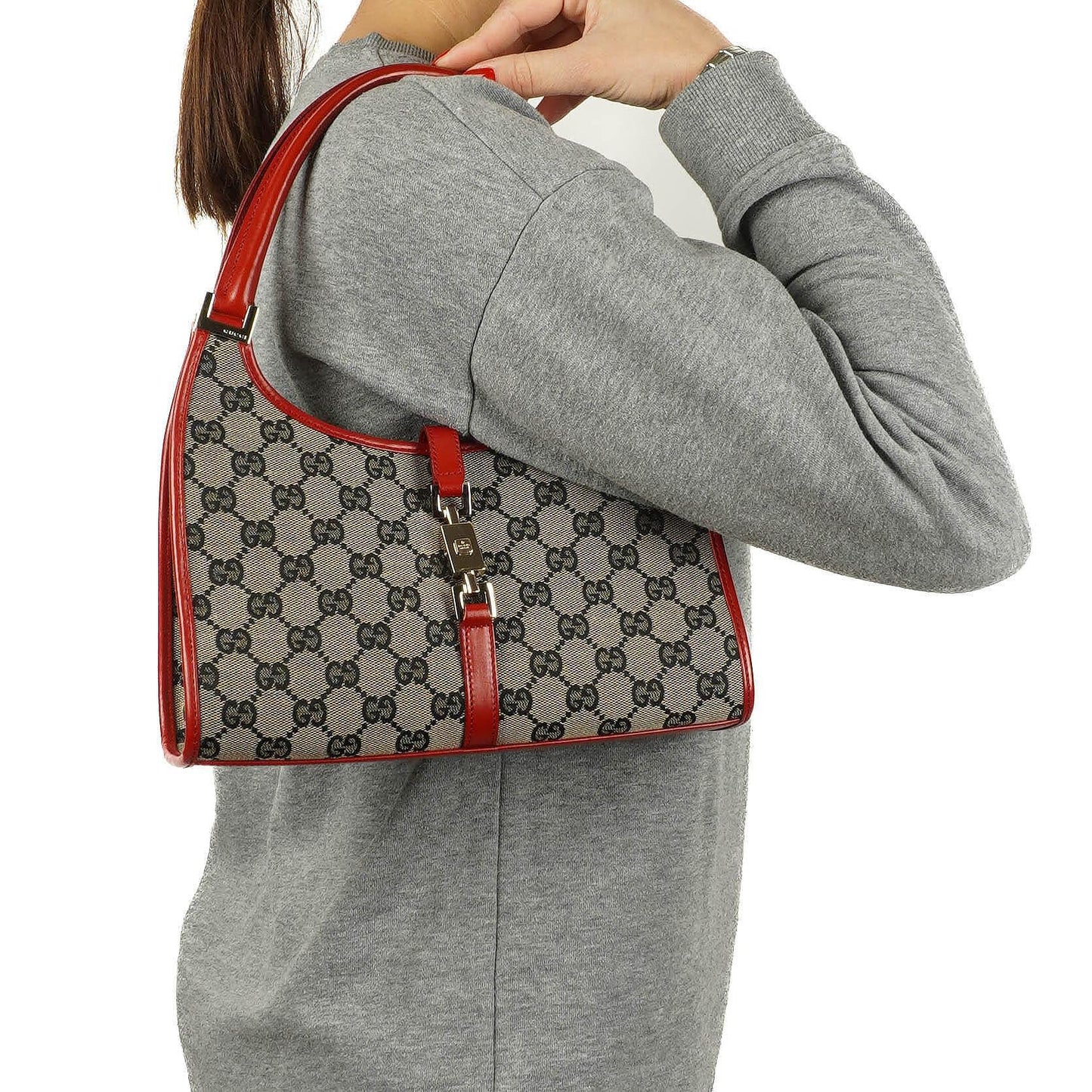Gucci Jackie Bardot GG Canvas Shoulder Bag