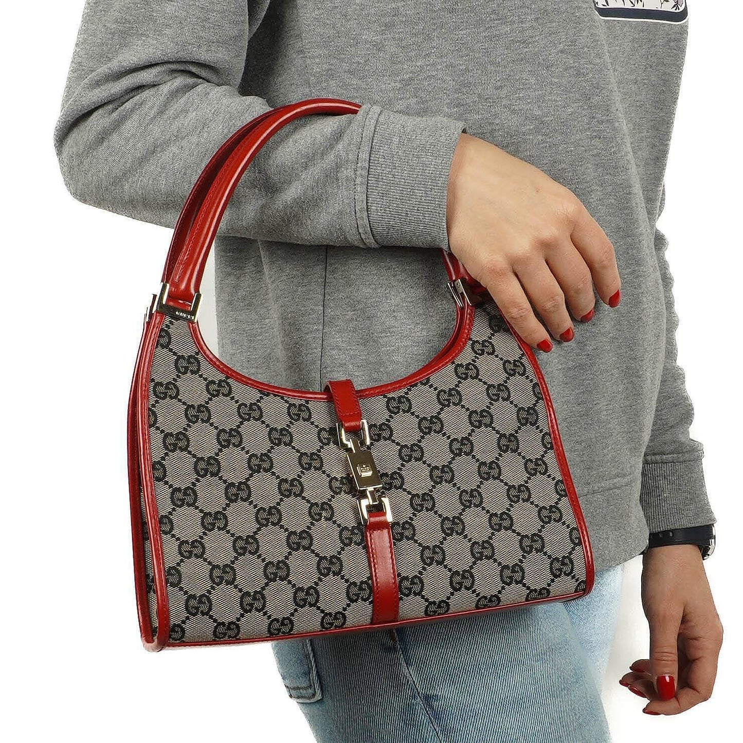 Gucci Jackie Bardot GG Canvas Shoulder Bag
