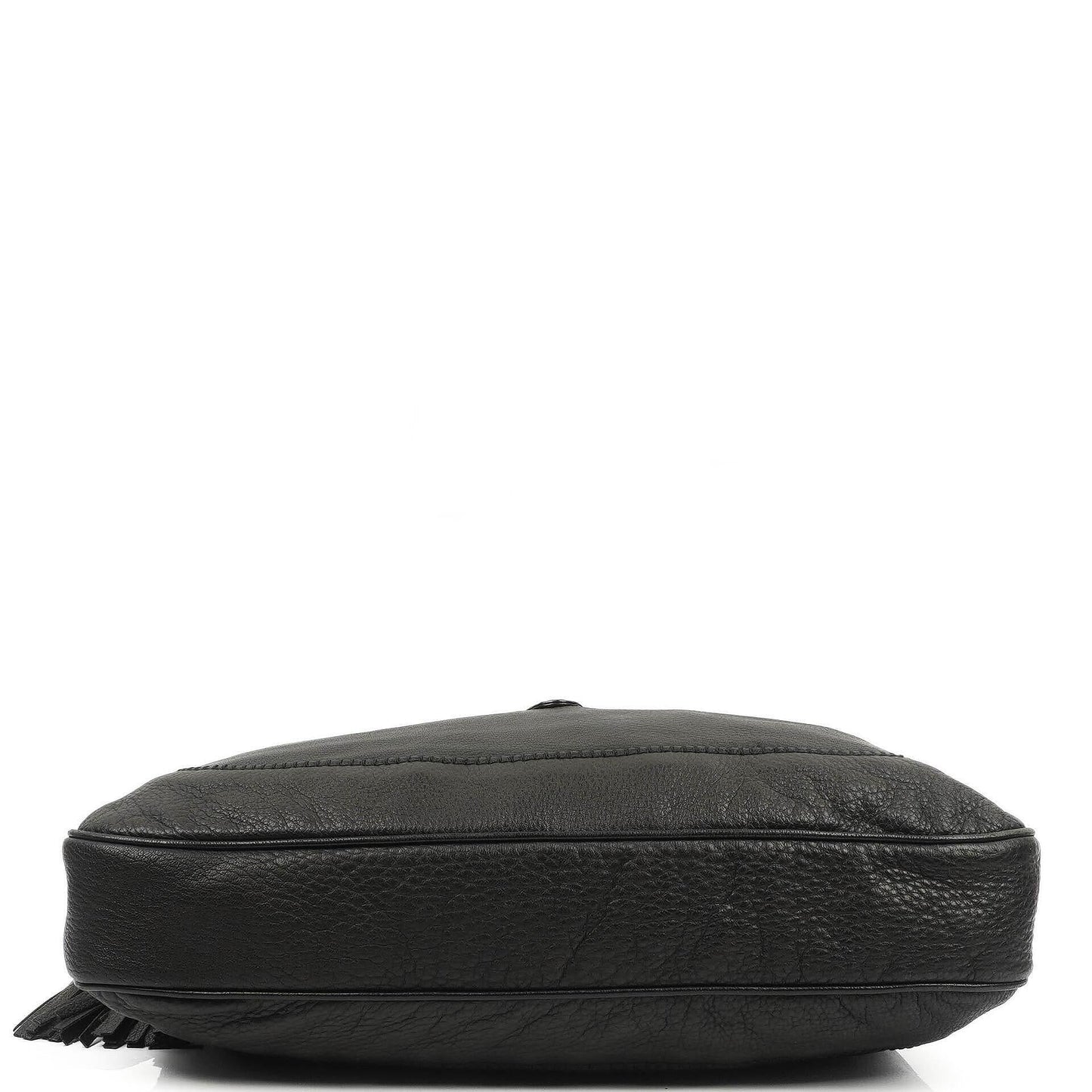 Gucci Jackie Black Leather Bamboo Tassel Large Hobo Bag