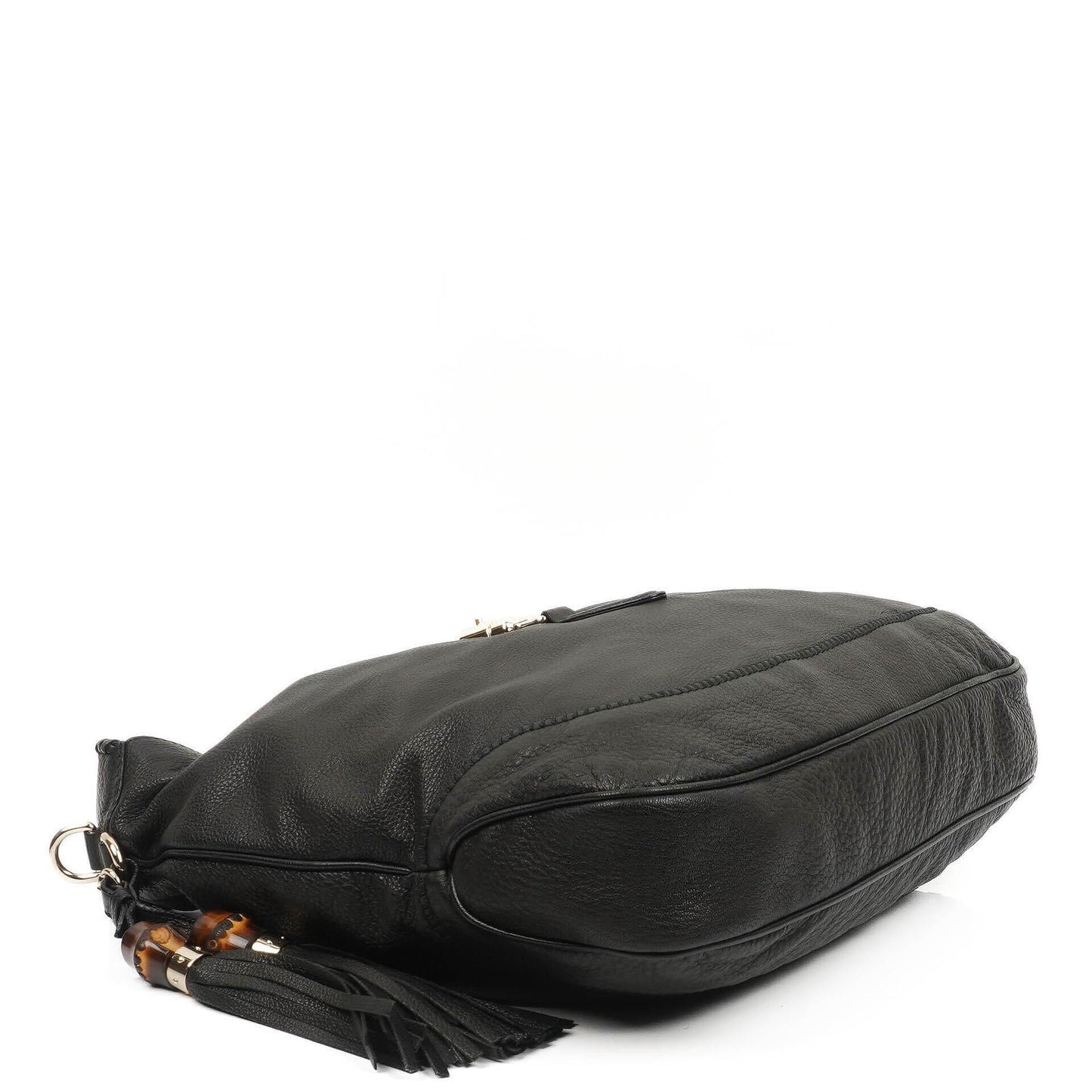 Gucci Jackie Black Leather Bamboo Tassel Large Hobo Bag
