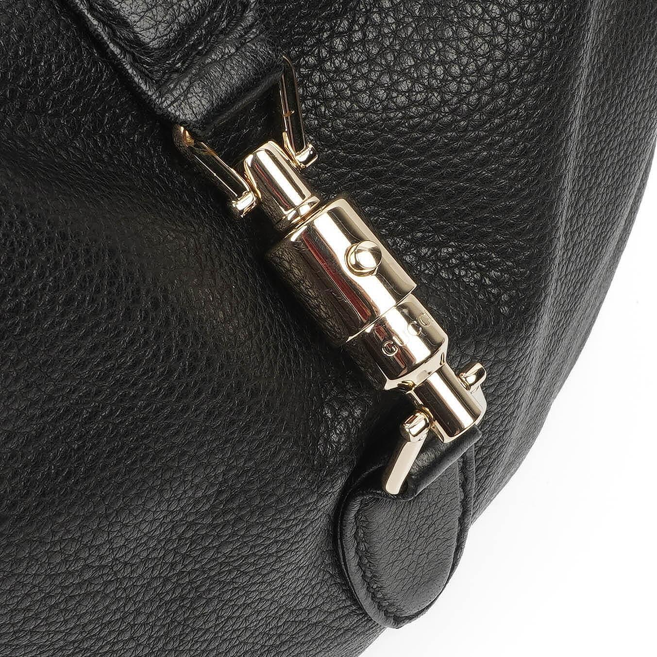 Gucci Jackie Black Leather Bamboo Tassel Large Hobo Bag