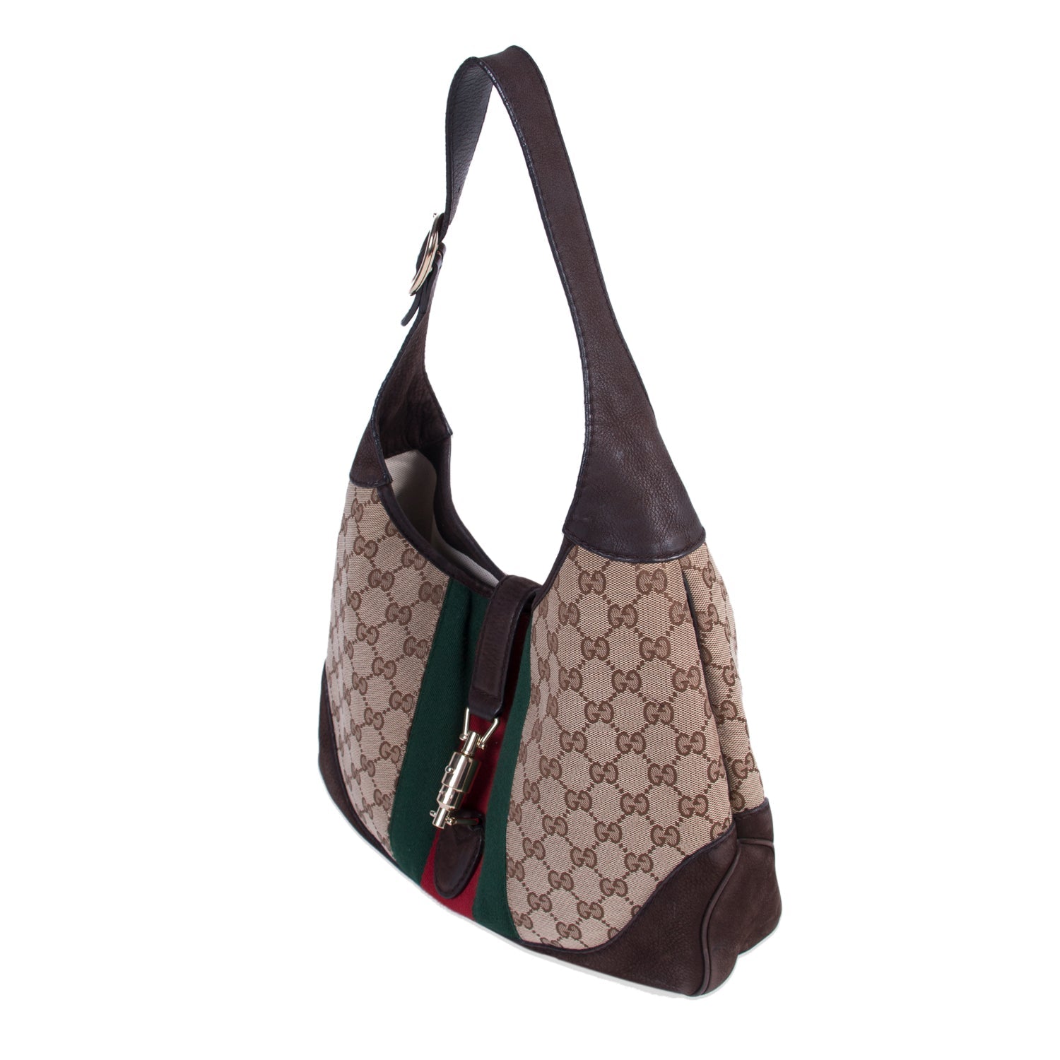 Gucci Jackie Canvas Suede Shoulder Bag