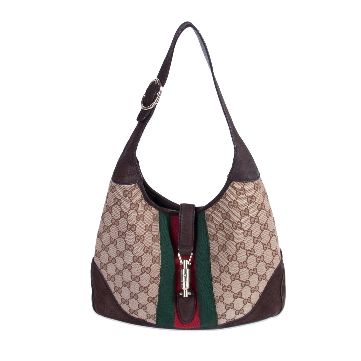 Gucci Jackie Canvas Suede Shoulder Bag