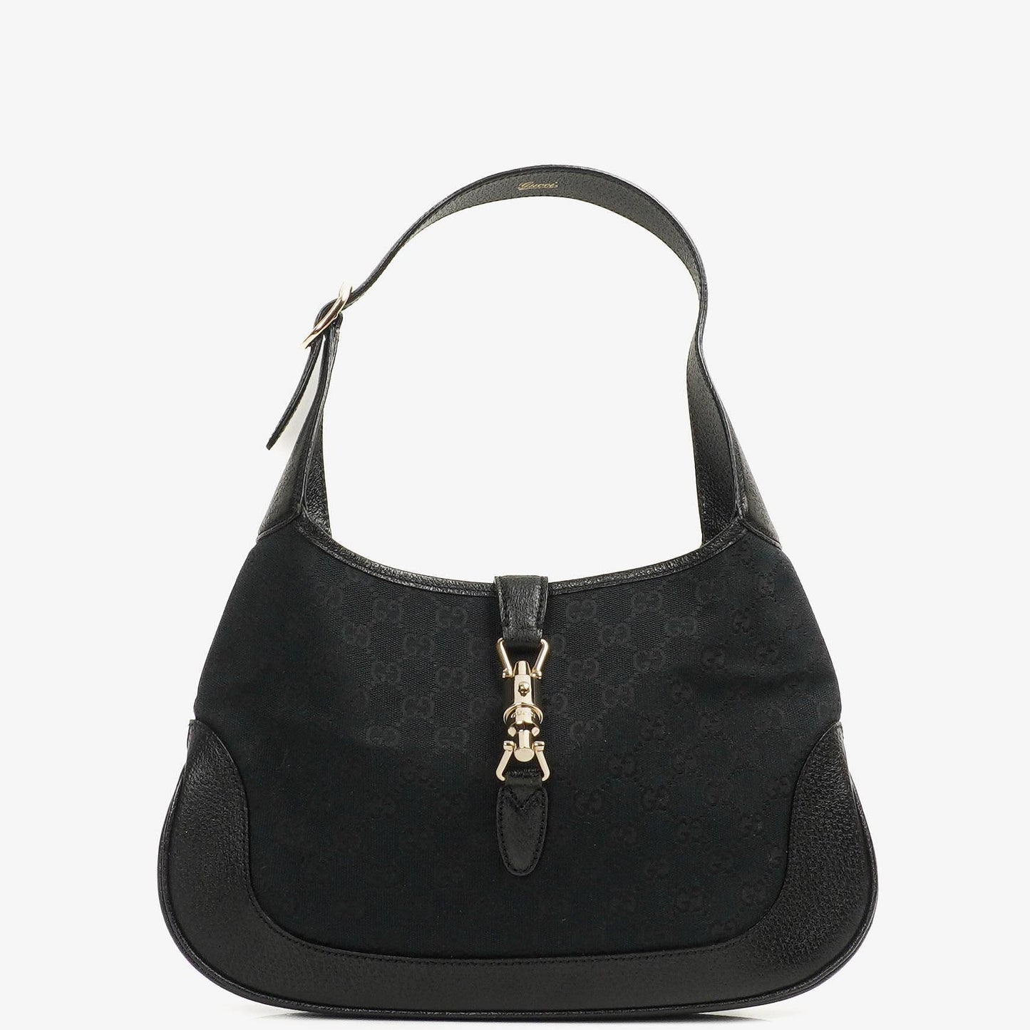 Gucci Jackie Medium Vintage Shoulder Bag Black/Dark Navy GG Canvas And Leather