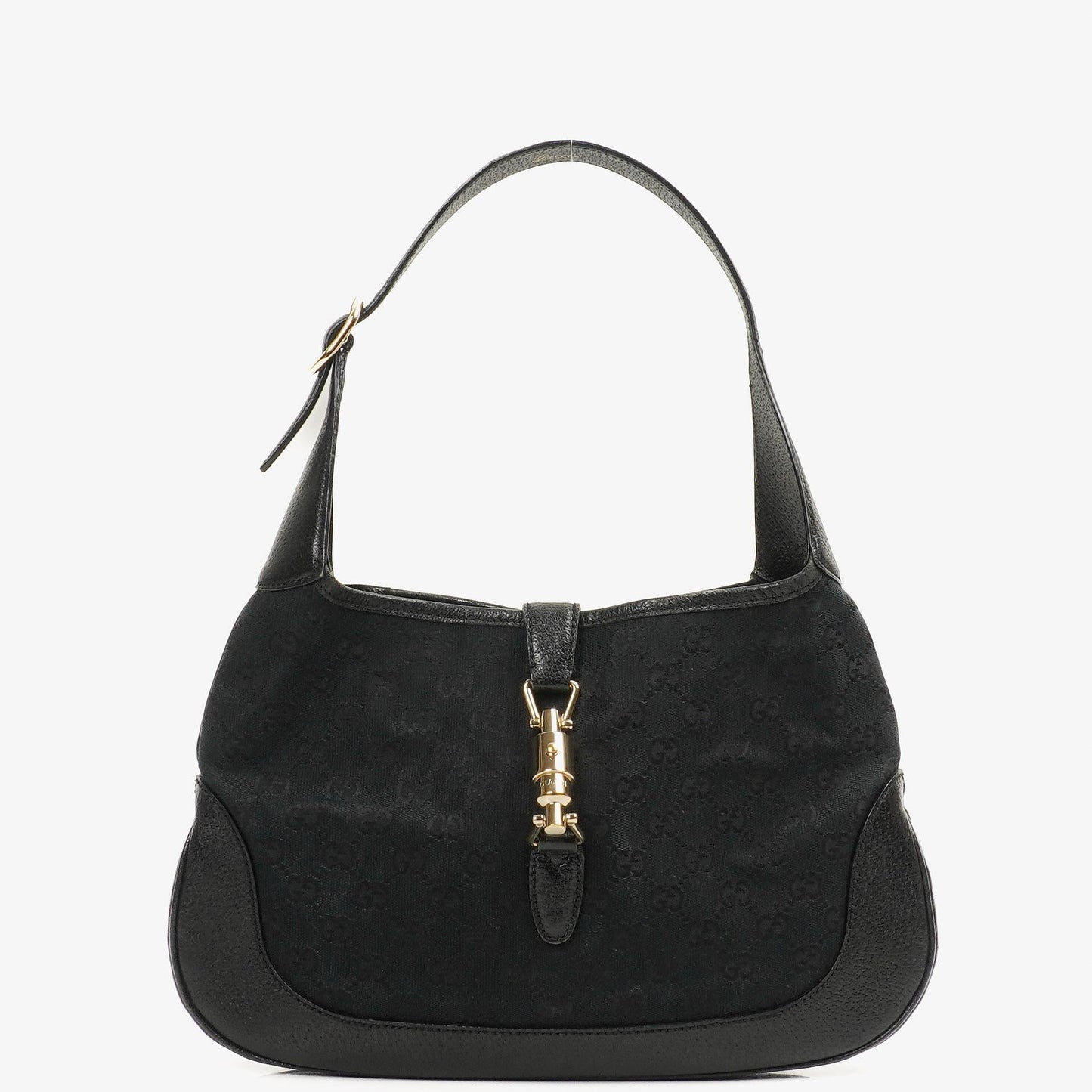 Gucci Jackie Medium Vintage Shoulder Bag Black/Dark Navy GG Canvas And Leather