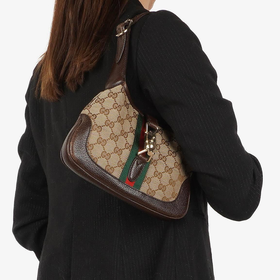 Gucci Jackie Small GG Brown Canvas And Leather Shoulder Bag