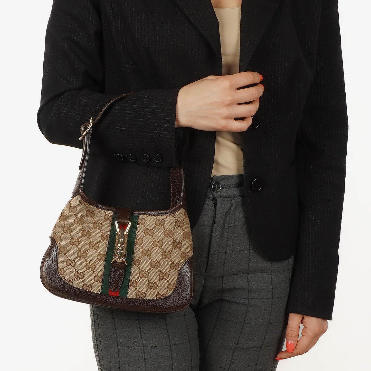 Gucci Jackie Small GG Brown Canvas And Leather Shoulder Bag