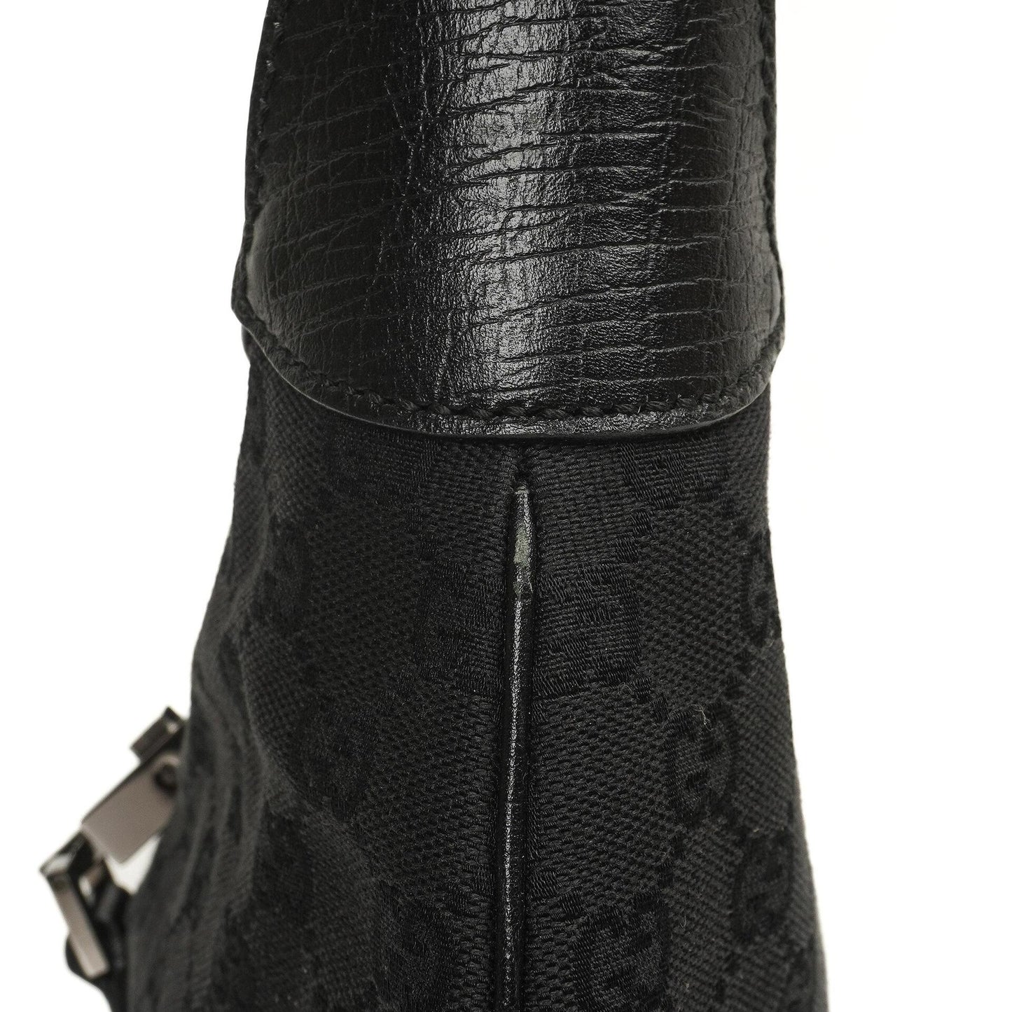 Gucci Jackie Vintage Medium Black GG Canvas And Leather Shoulder Bag