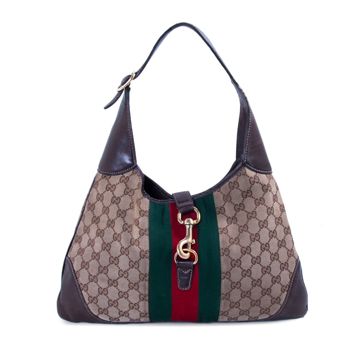 Gucci Jackie Leather Canvas Shoulder Bag Style 30