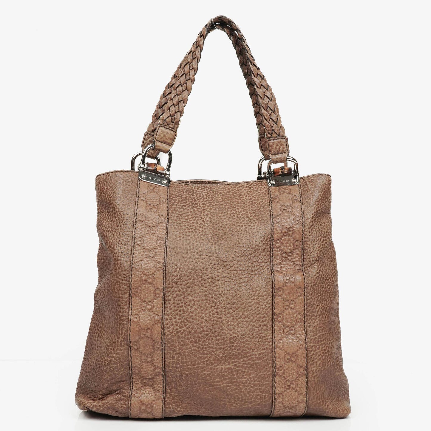 Gucci Leather Bamboo Bar Braided Handles Tote Bag