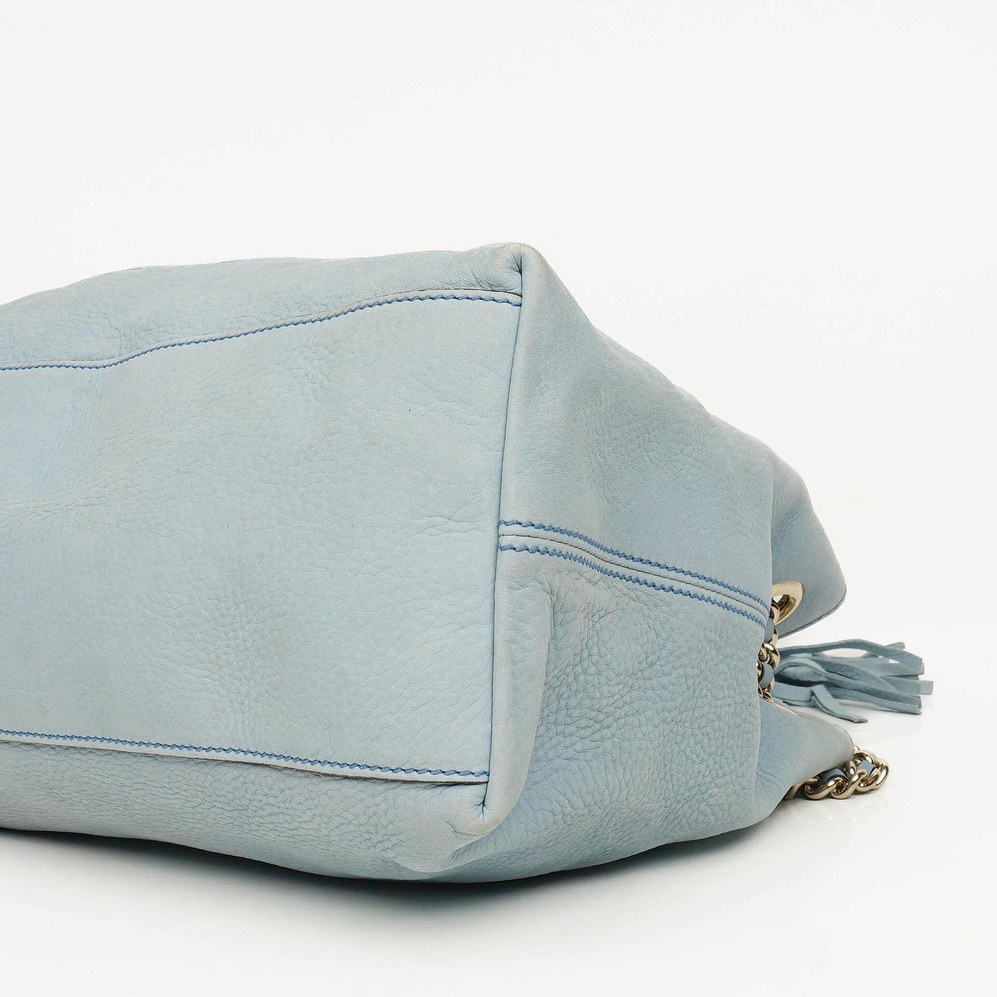 Gucci Light Blue Pebbled Leather Soho Top Handle Tote Bag