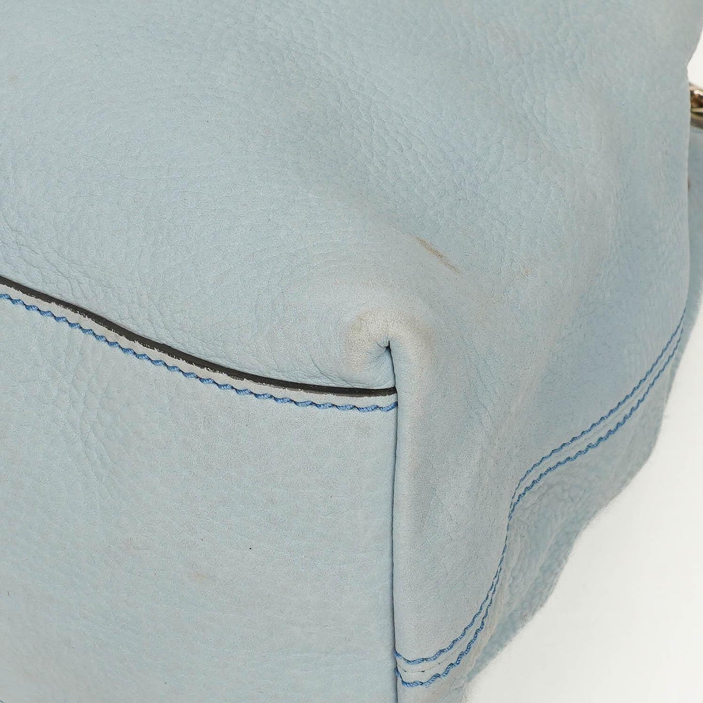 Gucci Light Blue Pebbled Leather Soho Top Handle Tote Bag