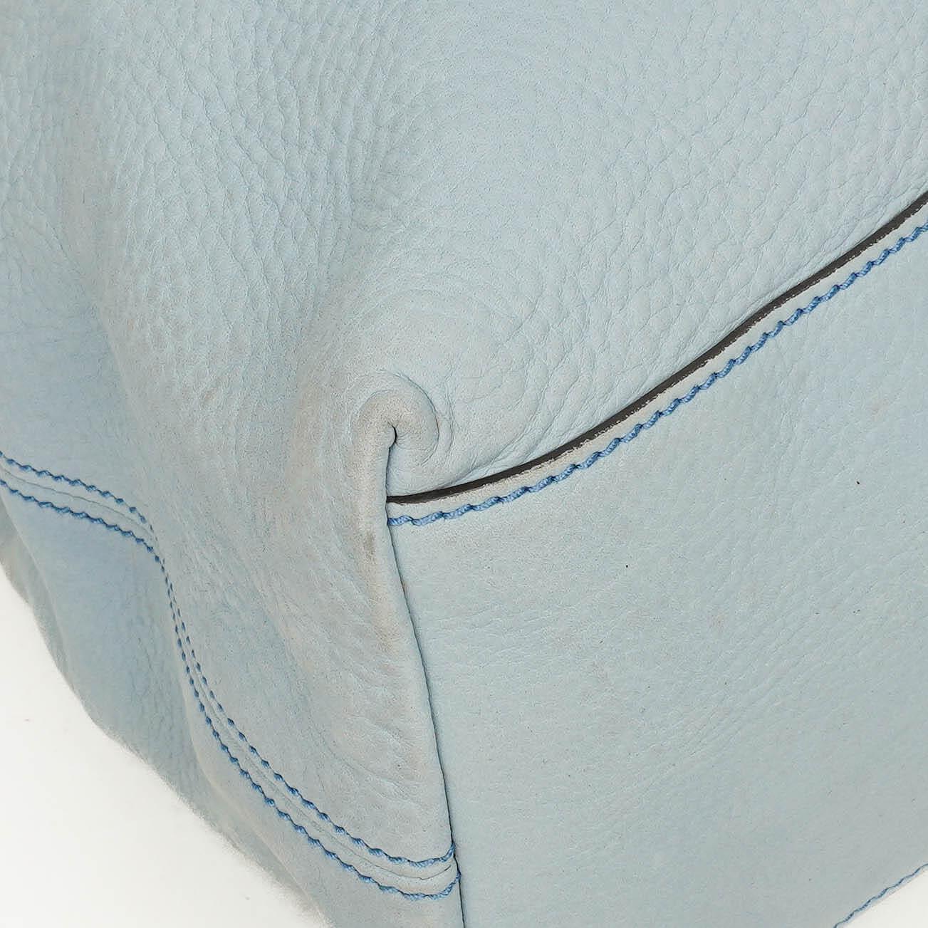 Gucci Light Blue Pebbled Leather Soho Top Handle Tote Bag