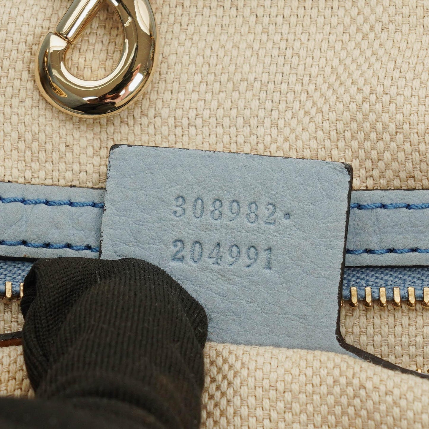 Gucci Light Blue Pebbled Leather Soho Top Handle Tote Bag