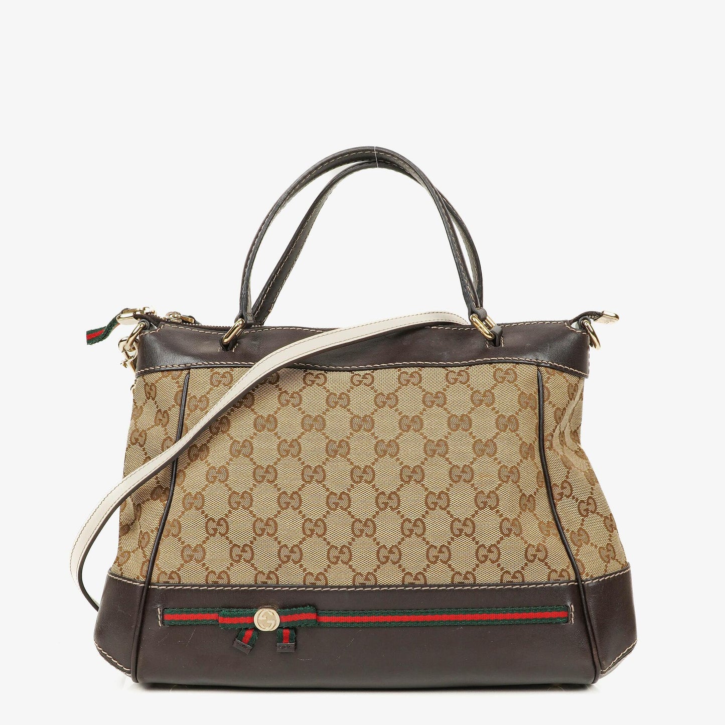 Gucci Mayfair Bow Beige GG Canvas Top Handle Bag