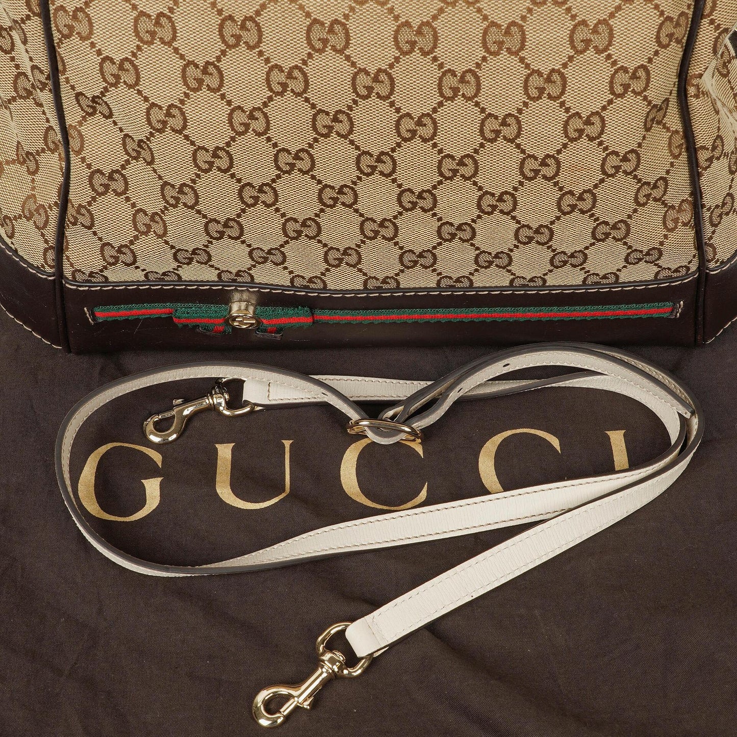 Gucci Mayfair Bow Beige GG Canvas Top Handle Bag