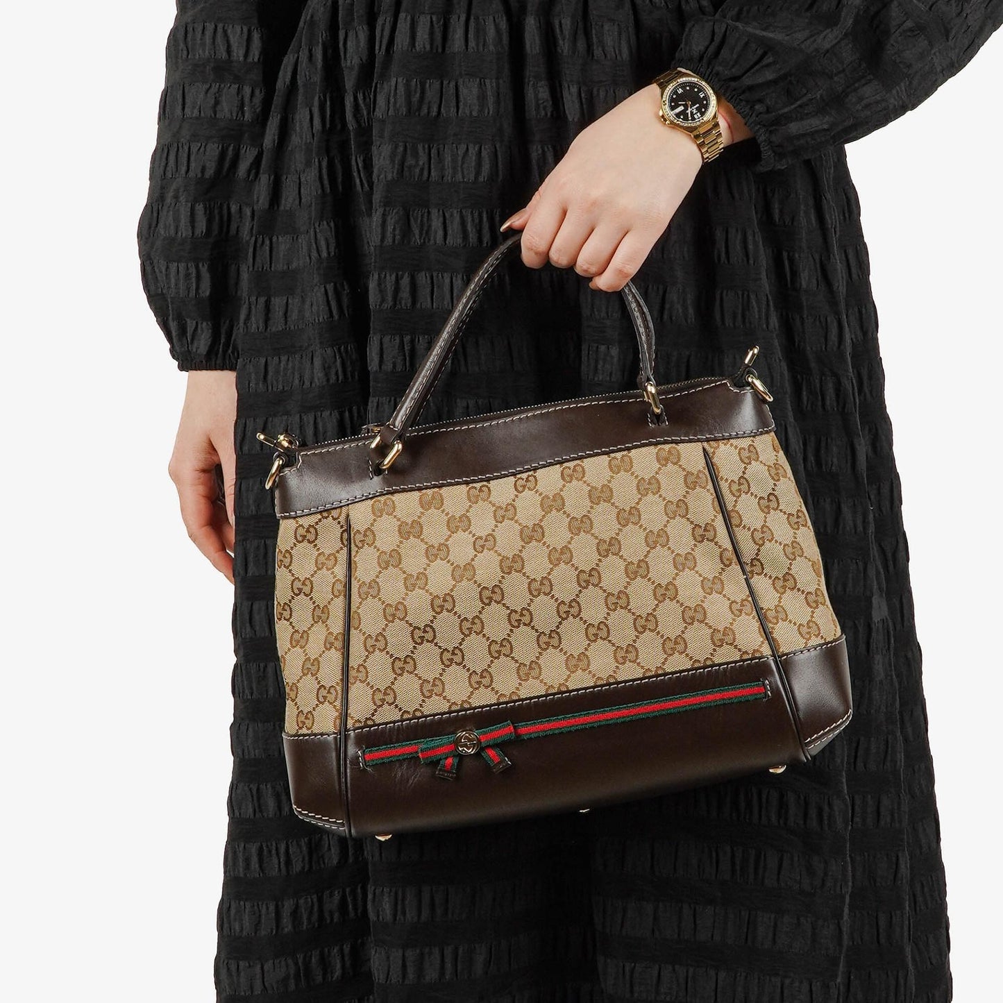 Gucci Mayfair Convertible Tote GG Canvas Brown