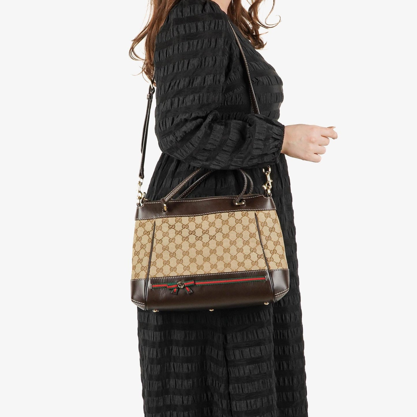 Gucci Mayfair Convertible Tote GG Canvas Brown