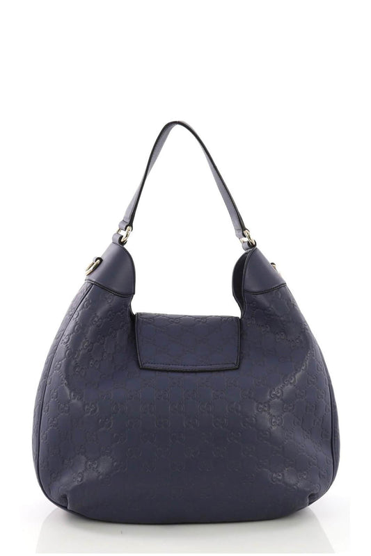 Gucci Guccissima Navy Leather Shoulder Bag Style 2