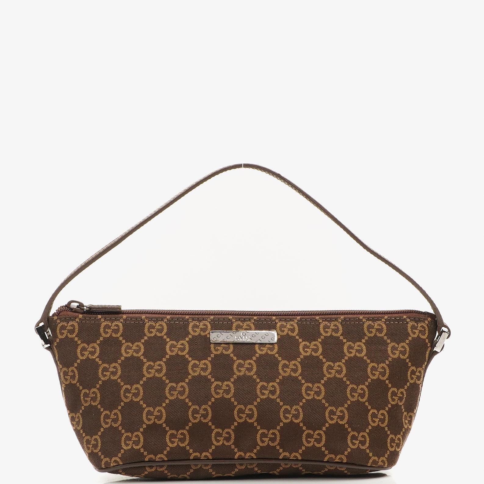 Gucci Mini Baguette GG Monogram Pochette Boat Brown/Beige Bag