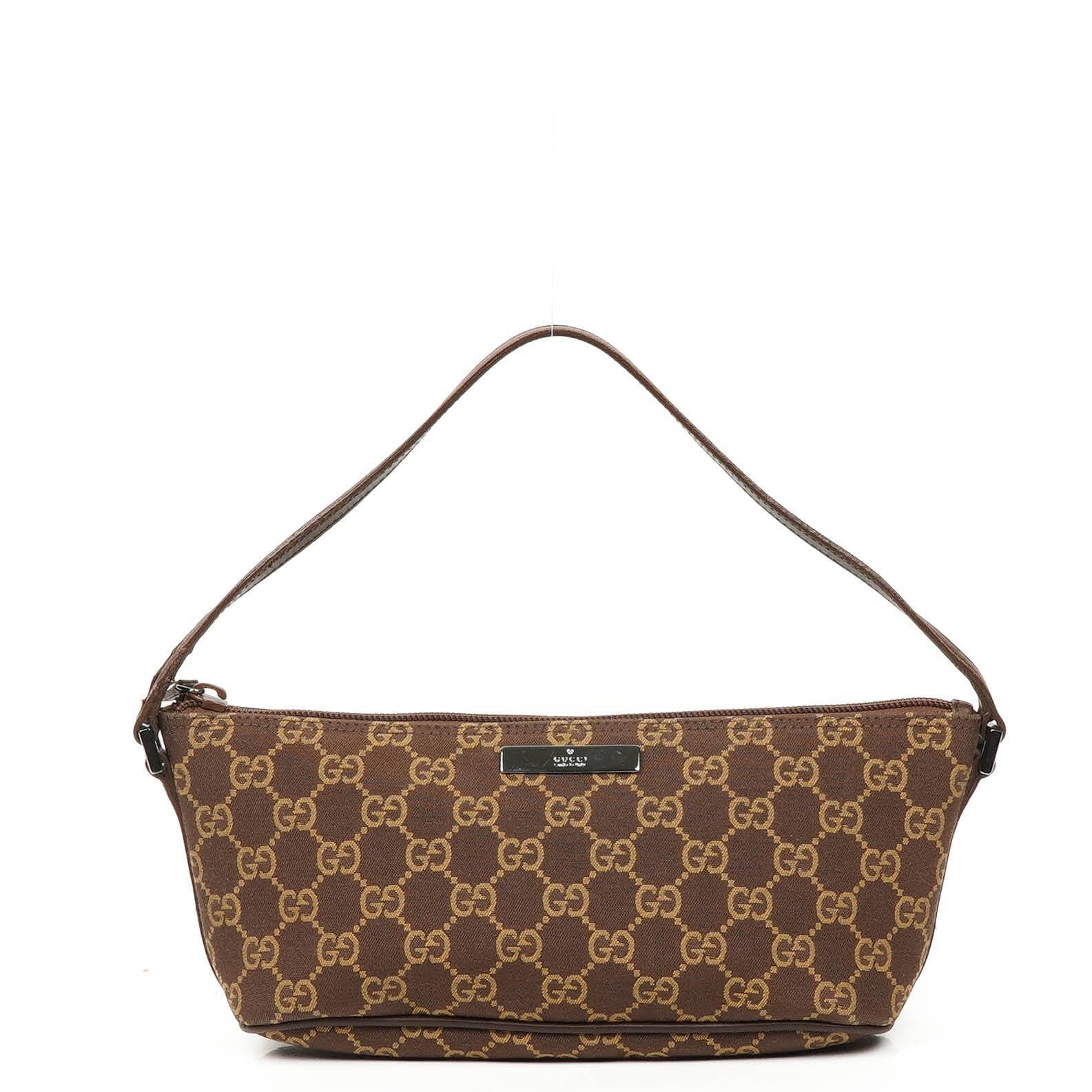 Gucci Mini Baguette GG Monogram Pochette Boat Brown/Beige Bag